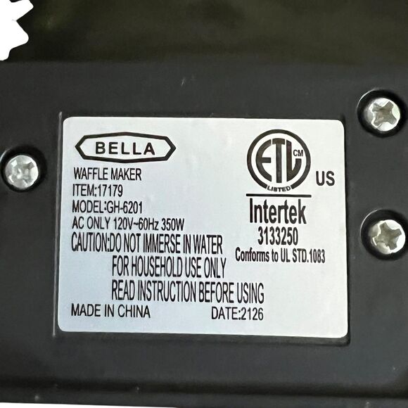 Bella Mini Waffle Maker Model GH-6201 Red Nonstick 4 Inch 350W Appliance - Picture 5 of 11